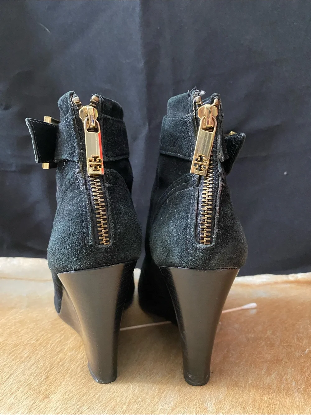 Tory Burch Black Suede Ankle Booties Special Price.